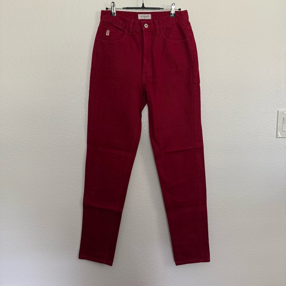 Vintage Guess High Waisted Tapered Jeans in Red 29